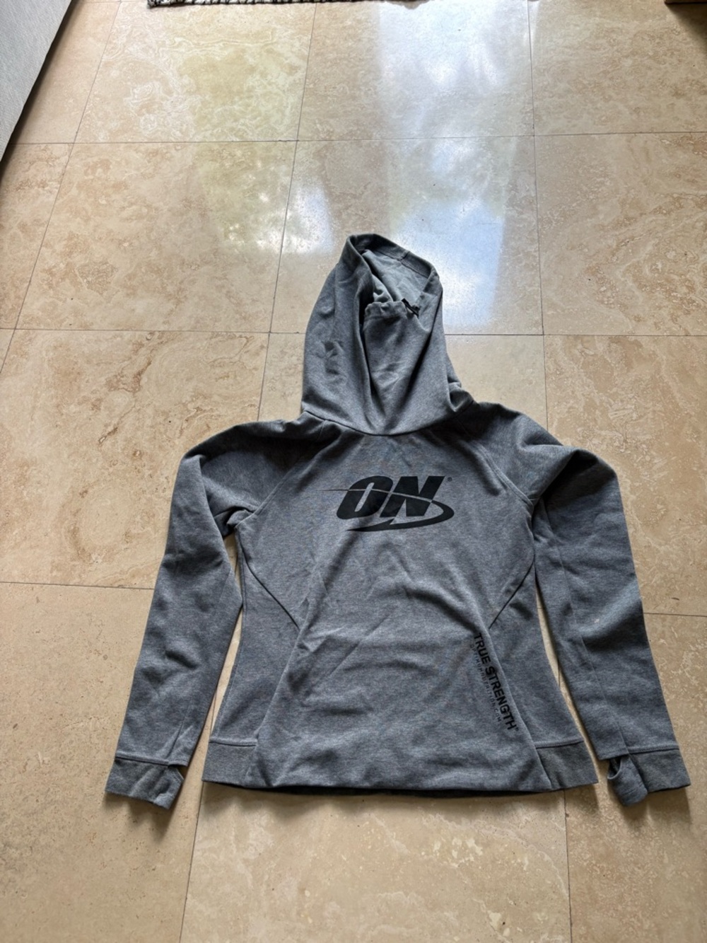 Optimum Nutrition Gray Hooded Pullover Sweatshirt